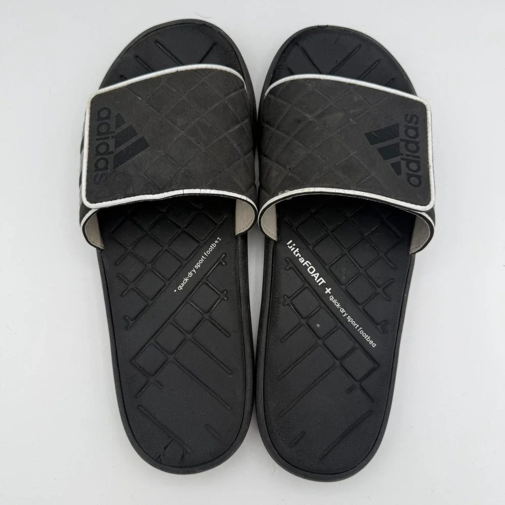 Men's Adidas Black Metallic Silver Zeitfrei Slide UF (UltraFoam+) Slip-On Size 9